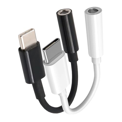 Powice 2X Adapter USB C auf 3,5 mm Klinke, USB C auf Klinke 3,5 Adapter Kompatibel mit iPhone 15/15 Pro/Galaxy S23 S21 und Andere Geräte mit USBC Anschluss Schwarz+Weiß Powice 2X Adapter USB C auf 3,5 mm Klinke, USB C auf Klinke 3,5 Adapter Kompatibel mit iPhone 15/15 Pro/Galaxy S23 S21 und Andere Geräte mit USBC Anschluss Schwarz+Weiß von Powice