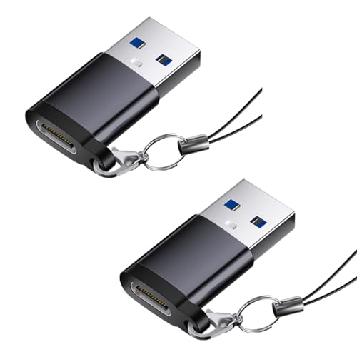 Powice 2X US B C Adapter Mit Trageband, USB3.0 Adapter USB C auf US B, Adapter USB C für iPhone 16/15, Unterstützt Datenübertragung, Ladestecker Konvertierungsfunktion Powice 2X US B C Adapter Mit Trageband, USB3.0 Adapter USB C auf US B, Adapter USB C für iPhone 16/15, Unterstützt Datenübertragung, Ladestecker Konvertierungsfunktion von Powice