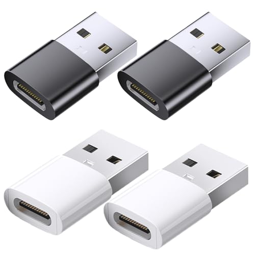Powice 4X US B C Adapter, US B2.0 Adapter US B C auf USB, Adapter USB C für iPhone 16/15, Unterstützt Datenübertragung, Ladestecker Konvertierungsfunktion, Schwarz+Weiß Powice 4X US B C Adapter, US B2.0 Adapter US B C auf USB, Adapter USB C für iPhone 16/15, Unterstützt Datenübertragung, Ladestecker Konvertierungsfunktion, Schwarz+Weiß von Powice