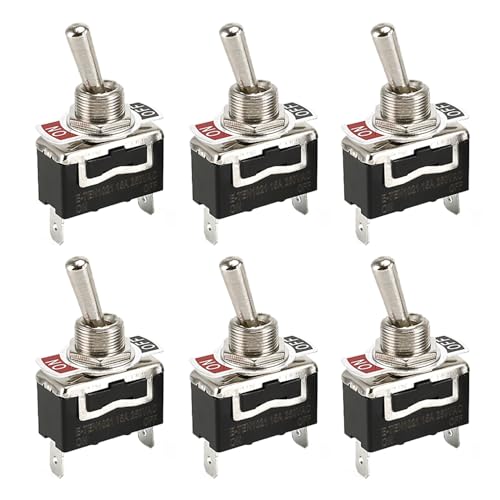 Powice 6 Stück Kippschalter 12V/15A,Miniboot 2Poliger Schalter 12V,12V/230V Schalter Geeignet für Den Einbau in Häusern, Autos und Elektrischen Geräten Schwarz von Powice