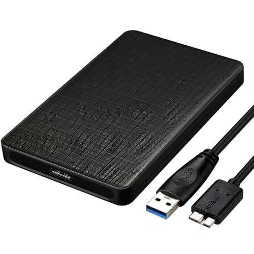 Powice Festplattengehäuse 2,5 Zoll Gehäuse USB 3.0, Festplattengehäuse mit USB 3.0 Kabel Werkzeugloses für SSD Gehäuse 2,5 Zoll, HDD in Höhe 9.5mm 7mm, UASP & Trim Unterstützt von Powice