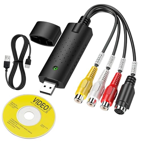Powice USB 2.0 Audio Video Grabber Konverter, Video Grabber, Videokassetten Digitalisieren, VHS Digitalisieren für VHS VCR DVD zur Video Digitalisierung und Bearbeitung für Windows11/10/8/7/Mac von Powice