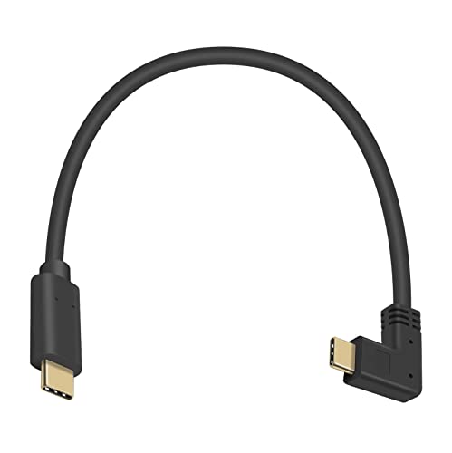 Poyiccot USB C auf USB C Kabel 1ft, USB 3.1 USB C rechtwinkliges Kabel, 60W PD 90 Grad USB C Kabel, kurzes Typ C auf Typ C Kabel 10Gbps USB C Ladekabel für Samsung Galaxy S20, MacBook Pro von Poyiccot