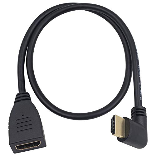 exuun HDMI 2.0 Verlängerung Kabel 90 Grad, Winkel links 2 Füße/60 cm vergoldet High Speed HDMI Männlich Zu Weiblich Verlängerungskabel 60 Hz, 4 K 2 K (F/M links) von Poyiccot