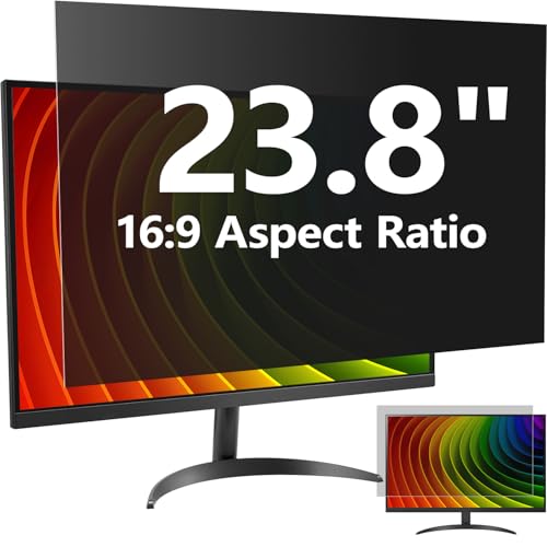 Pozlle 23,8-Zoll-Computer-Sichtschutzschild für 16:9-Breitbild-Desktop-Monitor - Blendfreier Blaulicht-Blickschutzfilter und Anti-Spion-Sichtschutzfolie von Pozlle