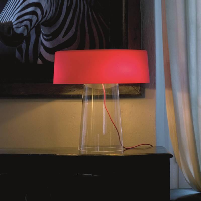Prandina Glam Tischlampe 48 cm klar/Schirm rot von Prandina