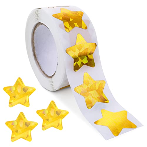 1000 Stück Gold Sterne Aufkleber Rolle, 1 Rolle Goldene Stern-Aufkleber Glänzendes Funkeln Sterne Belohnung Sticker Selbstklebend Stern Aufkleber für Kinder, Klassenzimmer, Zuhause (2.5 cm) von Prasacco