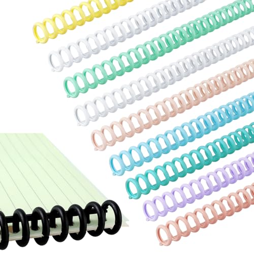 Prasacco 10 Stück Kunststoff-Bindekämme, 12 mm Spiralbinderücken Set 10 Farbe Binderücken Spulen 30 Schlaufen Teilung 10 mm Bindegerät Spiralbindung for Document Notebook File Making von Prasacco