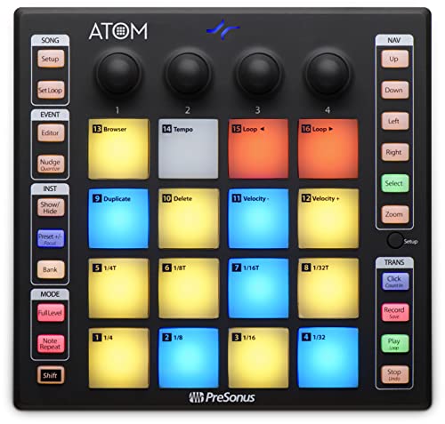 PreSonus ATOM performance und produktions Pad-Controller mit software bundle inklusive Studio One Artist, Ableton Live Lite DAW und mehr für Aufnahme, Streaming und Podcasting von PreSonus
