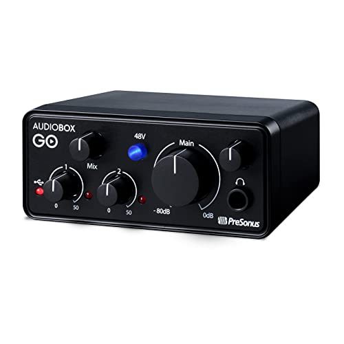 PreSonus AudioBox GO, USB C Audio-Interface für die Musikproduktion inklusive Aufnahmesoftware (DAW) Studio One, Musik-Tutorials, Sample-Sounds und virtuellen Instrumenten von PreSonus