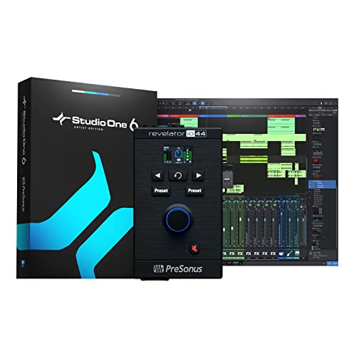 PreSonus Revelator io44 | USB-C-Audio-Interface für Musikproduktion und Streaming mit integriertem Mixer und einfach nutzbaren Presets sowie Studio One DAW Aufnahmesoftware von PreSonus