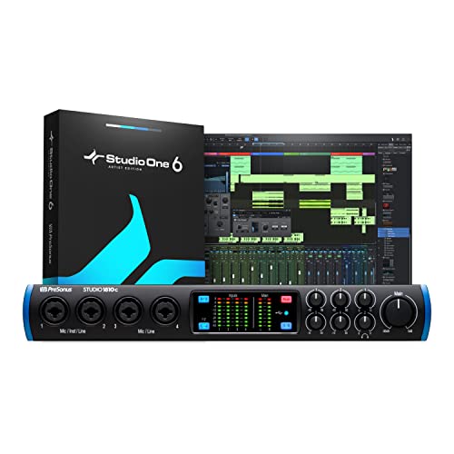 PreSonus Studio 1810c, 18 Eingänge/8 Ausgänge, 192 kHz, USB-C Audio Interface mit Software-Bundle inklusive Studio One Artist, Ableton Live Lite DAW und mehr für Aufnahme, Streaming und Podcasting von PreSonus