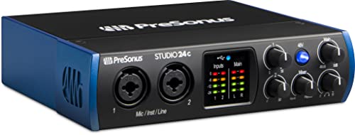 PreSonus Studio 24c, 2 Eingänge/2 Ausgänge, 192 kHz, USB-C Audio Interface mit software bundle inklusive One Artist DAW, Ableton Live Lite mehr für Aufnahme, Streaming und Podcasting von PreSonus