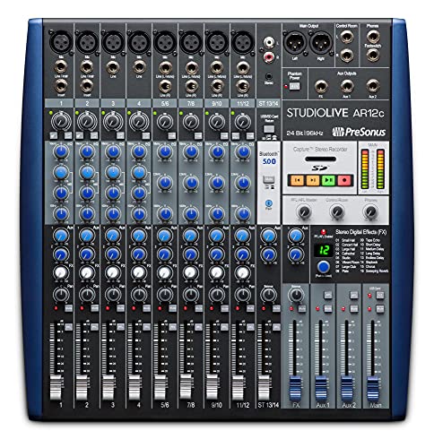 PreSonus StudioLive AR12c, 14-Kanal, Hybrid Digital/Analog Performance Mischpult/USB-C-kompatibles Audio Interface/Stereo-SD-Recorder mit Aufnahmesoftware-Bundle von PreSonus