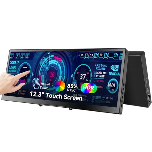 12.3 Tragbarer Touchscreen Monitor,1920 * 720 IPS Mini Touch Screen,Reisemonitor mit Klappständer & Lautsprecher, HDMI USBC CNC Externer Monitor für Laptop Telefon Aida64 GPU CPU RAM Überwachung, VESA 12.3 Tragbarer Touchscreen Monitor,1920 * 720 IPS Mini Touch Screen,Reisemonitor mit Klappständer & Lautsprecher, HDMI USBC CNC Externer Monitor für Laptop Telefon Aida64 GPU CPU RAM Überwachung, VESA von Prechen