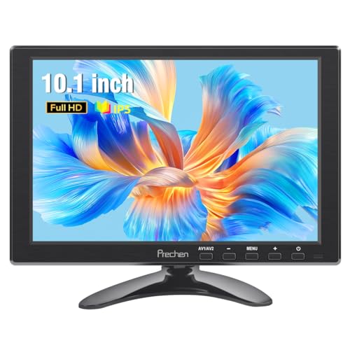 Prechen Tragbarer Monitor, 10.1 Zoll Portable Monitor HD 1920 * 1200 Display CCTV-Monitor Klein Monitor Eingebauter Lautsprecher mit HDMI-VGA-AV-BNC-Anschluss von Prechen