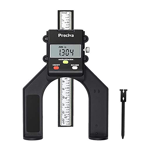 Preciva Digitaler Tiefenmesser, digitaler Höhenmesser, 80 mm/3,14 Zoll, LCD-Display, 0,10 mm/0,004 Zoll Genauigkeit, Tiefenhöhenmessung für Holzbearbeitung, Fräser, Tischkreissäge, Oberfräse Preciva Digitaler Tiefenmesser, digitaler Höhenmesser, 80 mm/3,14 Zoll, LCD-Display, 0,10 mm/0,004 Zoll Genauigkeit, Tiefenhöhenmessung für Holzbearbeitung, Fräser, Tischkreissäge, Oberfräse von Preciva