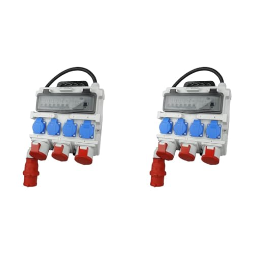 Doktorvolt Stromverteiler mit Bals Steckdosen 4x 230V 2x 16A 1x 32A 400V CEE, LS-Schalter FI-Schalter, Kabel mit Stecker, Baustromverteiler Wandverteiler Mit Leitung Sicherheitsklappdeckeln IP44 von Preis-Zone