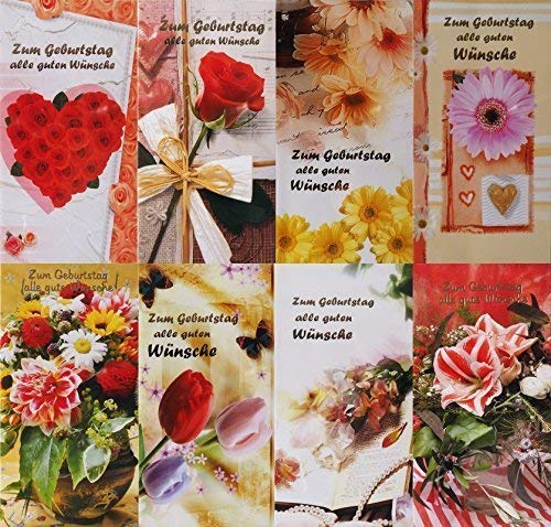 100 Glückwunschkarten zum Geburtstag mit Goldschrift Blumenmotive 51993 Geburtstagskarte Grußkarte von Preisjubel