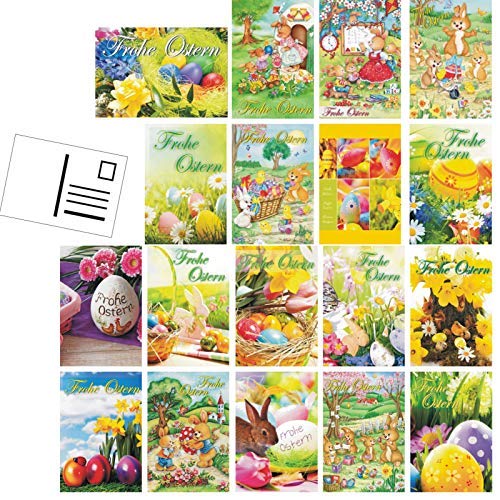 Preisjubel 400 Osterpostkarten, Ostergrußkarten mit 4 verschiedenen Motiven, Größe 14,8 x 10,5cm, Glänzend, Bedruckbar, Modern, Ostern von Preisjubel