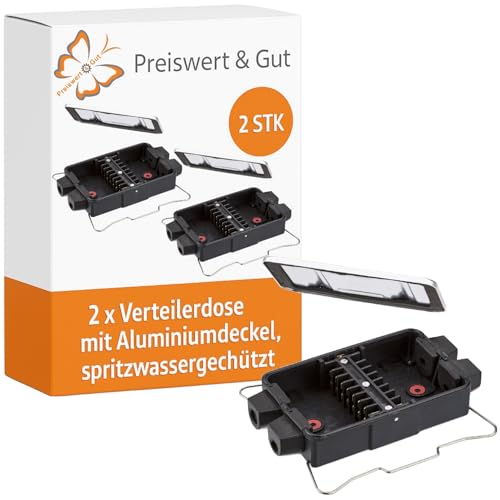 Preiswert&Gut 2 x Abzweigdose & Klemmdose spritzwassergeschützt mit Klammer und Dichtung – Verteilerdose 17,1 x 9,3 x 3,3 cm – für 8-polige Kabel, Anhänger, Wohnmobile, Boote Preiswert&Gut 2 x Abzweigdose & Klemmdose spritzwassergeschützt mit Klammer und Dichtung – Verteilerdose 17,1 x 9,3 x 3,3 cm – für 8-polige Kabel, Anhänger, Wohnmobile, Boote von Preiswert&Gut