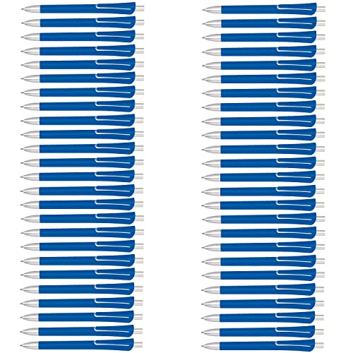 Preiswert&Gut 50 Kugelschreiber Set Kulis dunkelblau schreibend Drucksystem Schreiblänge 800M (Blau) von Preiswert & Gut