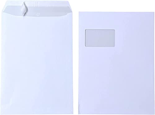 30x Versandtaschen C4 A4 weiß mit Fenster, selbstklebend mit Abziehstreifen, mit grauen Innendruck, 120 g/qm, Maße 229 x 324 mm Umschläge Kuvert 30x Versandtaschen C4 A4 weiß mit Fenster, selbstklebend mit Abziehstreifen, mit grauen Innendruck, 120 g/qm, Maße 229 x 324 mm Umschläge Kuvert von Premingo