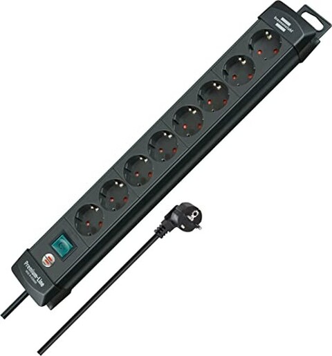 Premium-Line Steckdosenleiste 8-Fach Schwarz 3M H05Vv-F 3G1, von Premium-Line