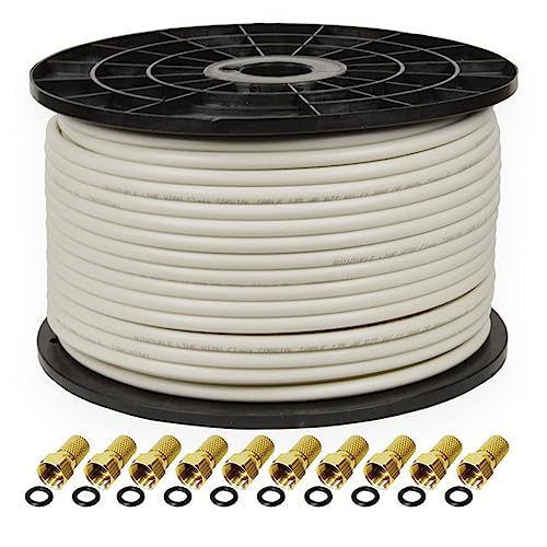 100 Meter PremiumX Sat Koaxial Kabel 135dB 5-Fach geschirmt Kupfer-Stahl Innenleiter HDTV FULLHD 10x F-Stecker (0,35 EUR/M) von Premium X