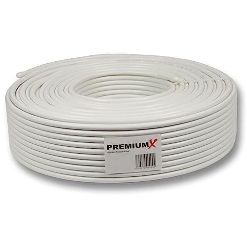 135dB 50m PremiumX Basic Pro Koaxial SAT Kabel 5-Fach geschirmt Koaxialkabel Antennenkabel für 4K Ultra HD | DVB-S / S2 | DVB-C | DVB-T | BK Anlagen (0,52EUR/M) von Premium X