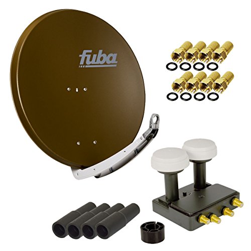 FUBA 4 Teilnehmer Astra Hotbird Digital SAT Anlage DAA 850 B ALU Braun PremiumX Quad Monoblock LNB 8X F-Stecker 4X Tülle FUBA 4 Teilnehmer Astra Hotbird Digital SAT Anlage DAA 850 B ALU Braun PremiumX Quad Monoblock LNB 8X F-Stecker 4X Tülle von Premium X