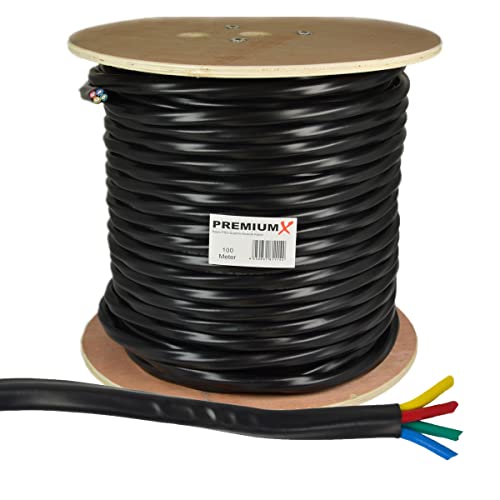 Premium X 100m Basic PRO Quattro Quad Koaxial SAT Kabel 90dB 2-Fach geschirmt Antennenkabel 4in1 Koaxialkabel Schwarz von Premium X