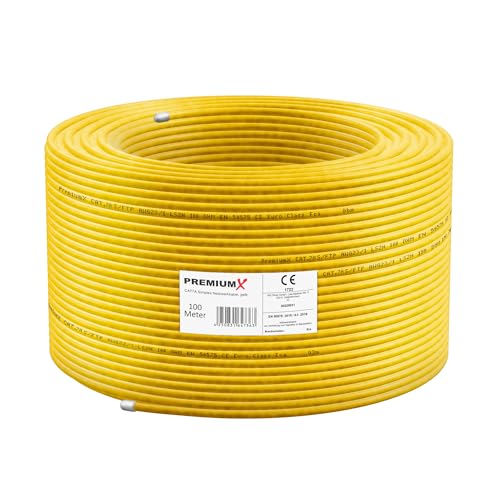 Premium X 100m CAT 7A Netzwerkkabel Simplex LAN-Kabel Verlegekabel Ethernet Kupfer Datenkabel AWG 23 S/FTP PiMF PoE Eca Cat7A 1200 MHz Installationskabel Halogenfrei von Premium X