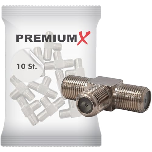Premium X 10x 3-fach T-Verteiler F-Adapter 3x F-Buchse F-Kupplungen Splitter Verbinder für Koaxialkabel Antennenkabel Premium X 10x 3-fach T-Verteiler F-Adapter 3x F-Buchse F-Kupplungen Splitter Verbinder für Koaxialkabel Antennenkabel von Premium X