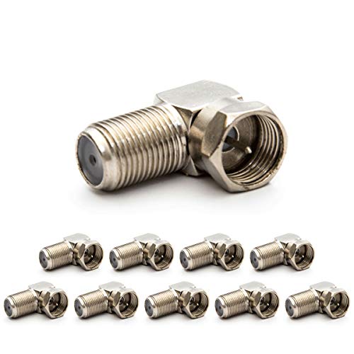 Premium X 10x F-Stecker F-Kupplung, 90° Winkel Verbinder, SAT-Kabel, für SAT-Antennen, Fernseher mit Sat-Empfang von Premium X