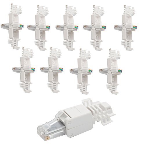 Premium X 10x Netzwerkstecker CAT6A RJ45 CAT6 CAT7 CAT7A Adapter Kupplung für Verlegekabel Innenleiter LAN Stecker werkzeuglos von Premium X