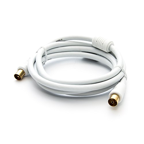 Premium X 2,5m Basic-LINE TV Antennenkabel IEC-Anschlusskabel Koaxial-Kabel mit Mantelstromfilter HDTV 4K - Weiß von Premium X