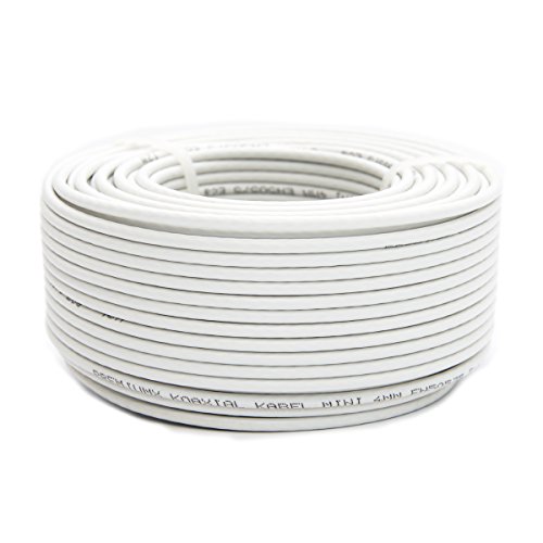 Premium X 20m Sat Koaxial Mini Kabel 90dB 2-Fach geschirmt 4mm Dünnes Antennenkabel FullHD HDTV 3D Weiß von Premium X