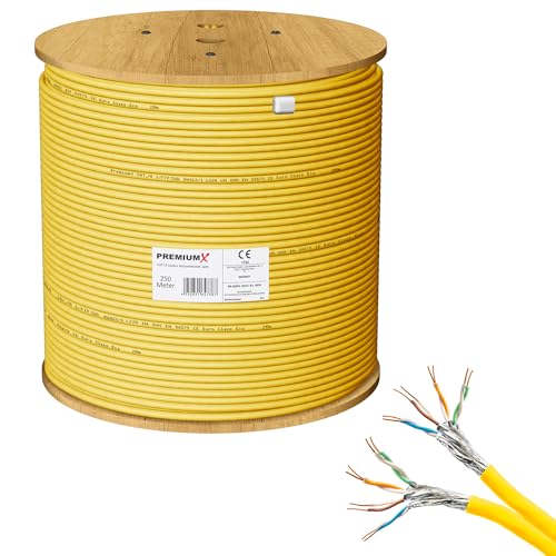 Premium X 250m CAT 7A Netzwerkkabel Duplex LAN-Kabel Verlegekabel Ethernet Kupfer Datenkabel AWG 23 S/FTP PiMF PoE Eca Cat7A 1200 MHz Installationskabel Halogenfrei von Premium X