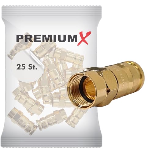 Premium X 25x Kompressionsstecker XCon G6 F-Kompressionsstecker 7 bis 7,5mm für SAT Kabel Koaxialkabel Premium X 25x Kompressionsstecker XCon G6 F-Kompressionsstecker 7 bis 7,5mm für SAT Kabel Koaxialkabel von Premium X