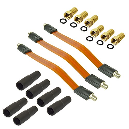 Premium X 3x Sat Fensterdurchführung DVB-C DVB-T F Stecker Gummitüllen Klebepads Flachkabel Extra Flach 26cm Premium X 3x Sat Fensterdurchführung DVB-C DVB-T F Stecker Gummitüllen Klebepads Flachkabel Extra Flach 26cm von Premium X