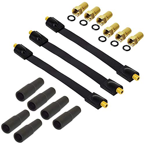 Premium X 3x Sat Fensterdurchführung DVB-C DVB-T 6x F Stecker 6x Gummitüllen Flach kabel extra Flach 26cm schwarz 6x Klebepads Premium X 3x Sat Fensterdurchführung DVB-C DVB-T 6x F Stecker 6x Gummitüllen Flach kabel extra Flach 26cm schwarz 6x Klebepads von Premium X