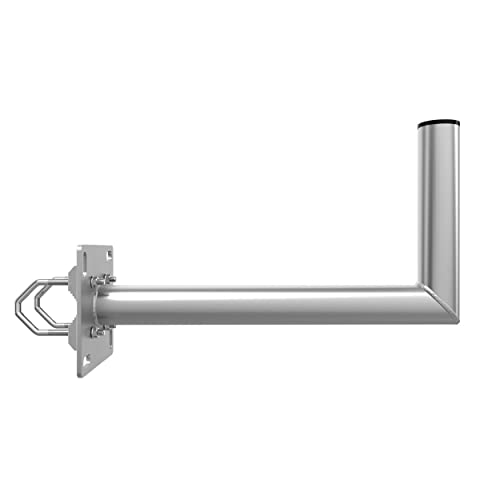 Premium X 45cm Balkon-Ausleger Aluminium Geländer Balkon-Halterung für Satelliten-Schüssel SAT-Antenne Wand-Halter mit Schellen von Premium X