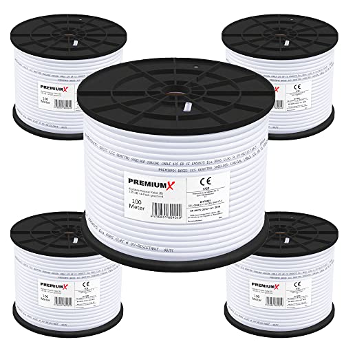Premium X 500m 5x 100m Koaxialkabel 135dB 4-fach SAT TV Antennenkabel Satellitenkabel Koax-Kabel RG6 Class A Digital von Premium X