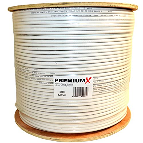 Premium X 500m BASIC Koaxialkabel 135dB 4-fach Kupfer-Stahl CCS Koax-Kabel SAT Antennenkabel RG-6 Class A Premium X 500m BASIC Koaxialkabel 135dB 4-fach Kupfer-Stahl CCS Koax-Kabel SAT Antennenkabel RG-6 Class A von Premium X