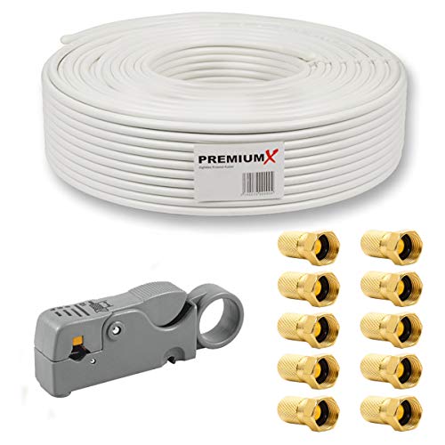 Premium X 50m BASIC Koaxialkabel 135dB 4-fach SAT Antennenkabel Koax-Kabel RG6 Satellitenkabel Abisolierer 10x F-Stecker 0,44 EUR/m Premium X 50m BASIC Koaxialkabel 135dB 4-fach SAT Antennenkabel Koax-Kabel RG6 Satellitenkabel Abisolierer 10x F-Stecker 0,44 EUR/m von Premium X