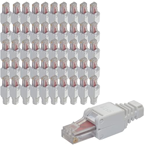 Premium X 50x Netzwerkstecker CAT 6 RJ45 CAT6 CAT5e Adapter Kupplung für Verlegekabel Innenleiter LAN Stecker werkzeuglos von Premium X