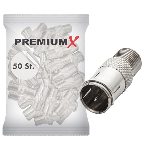 Premium X 50x SAT F-Quick-Stecker auf F-Buchse F-Schnellstecker Schnellverbinder Quickverbinder F-Stecker von Premium X