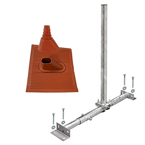 Premium X Basic X100-48F Dachsparrenhalter Satellitenschüssel Montage Set Sparrenhalter feuerverzinkt 1m Mast ALU SAT Ziegel Tülle rot Premium X Basic X100-48F Dachsparrenhalter Satellitenschüssel Montage Set Sparrenhalter feuerverzinkt 1m Mast ALU SAT Ziegel Tülle rot von Premium X