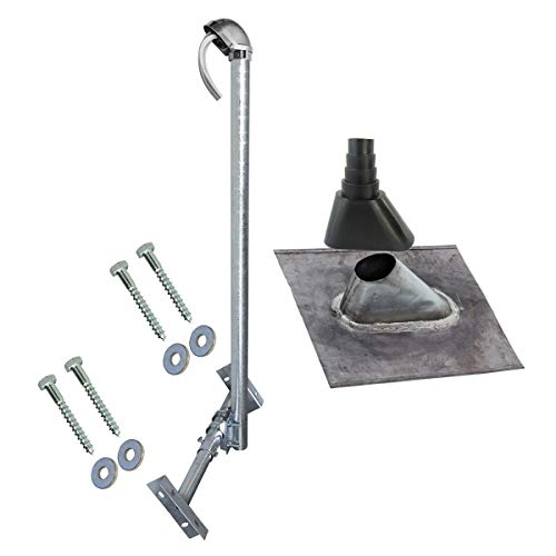 Premium X Basic X120-48F SAT TV Dachsparrenhalter feuerverzinkt 120cm Mast Sparrenhalter für Satellitenschüssel UKW LTE-Antenne | Blei Dach Montageset von Premium X